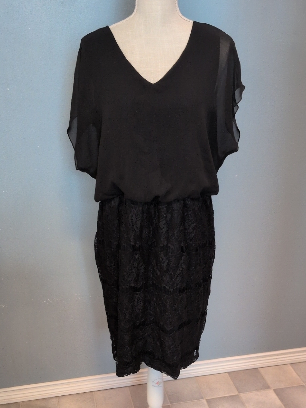 Enfocus Studio Sheer Chiffon Tiered Floral Lace Midi Dress Whimsigoth Preppy
